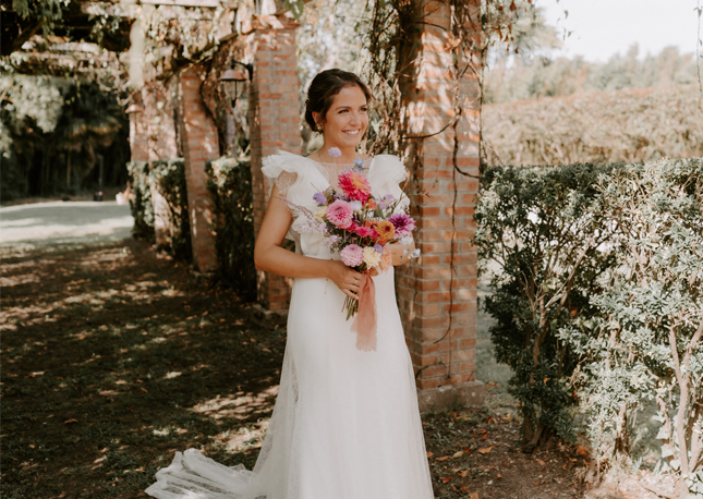 Bouquet de mariée fleurs pastels